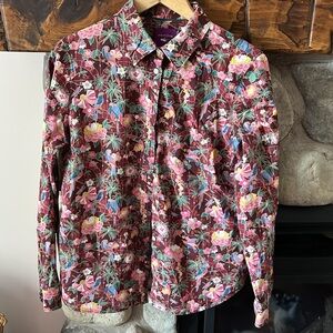 Simons Liberty Colorful Parrot Print Fabric shirt